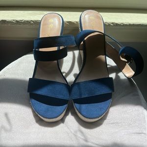 NWOT: WOMEN BLUE PLATFORM SANDALS SIZE 11